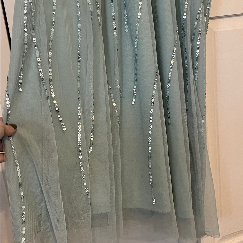 NWT Adrianna Papell Women's Long Beaded Sequin Formal Green Dress size 8 - Picture 11 of 12